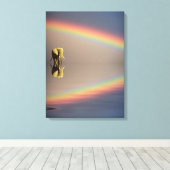 Olifant, Water & Regenboog, Kenia Canvas Afdruk (Insitu (Houten vloer))
