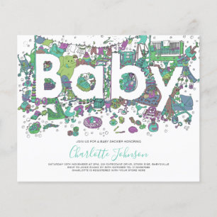 Olifant Waterverf Budget Baby Shower Flyer
