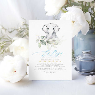 Olifant waterverf groen baby shower voor jongen folie uitnodiging