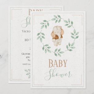 Olifant Waterverf Krans Baby Borrel Kaart