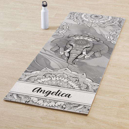 Olifant Yoga Mat met Indiase Mandala Art (In situ)