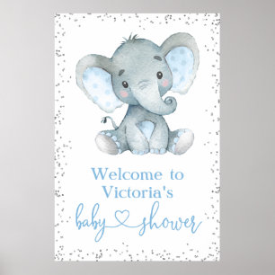 Olifant Zilveren Glitter Baby Shower Welkom Bord Poster