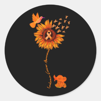 Olifant Zwaait Oranje Lint Leukemie Kanker Ronde Sticker