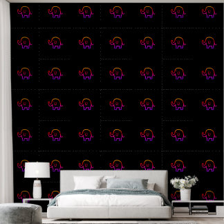 Olifanten Baby Animal Patterns Schattige Zwart Roz Behang