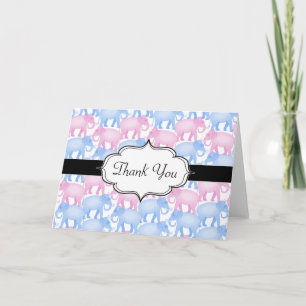 Olifanten Baby shower of Geslacht onthullen Bedankkaart