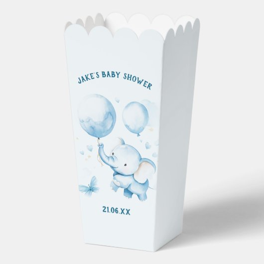 Olifanten Baby shower Popcorn Favoriet Box Bedankdoosjes (Voorkant)