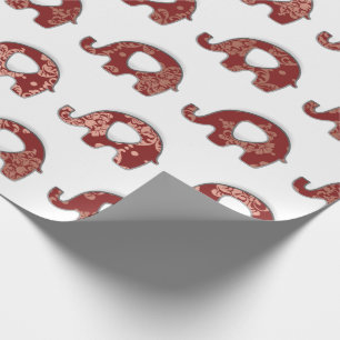 Olifanten Bloemen Grijs Bourgondië Koper Oosters Cadeaupapier