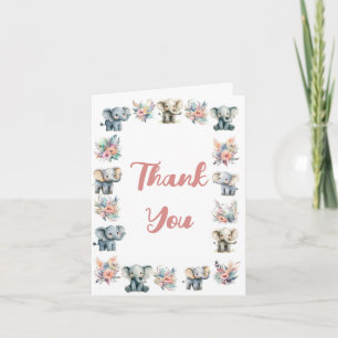 Olifanten & Boho Oerwoud Bloemen Dankjewel Kaart