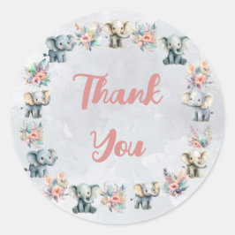 Olifanten & Boho Oerwoud Bloemen op Grijze Sticker