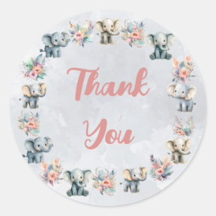 Olifanten & Boho Oerwoud Bloemen op Grijze Sticker