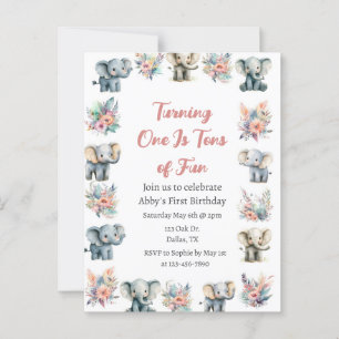Olifanten & Boho Oerwoud Bloemen Verjaardag Briefkaart