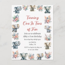 Olifanten & Boho Oerwoud Bloemen Verjaardag Briefkaart