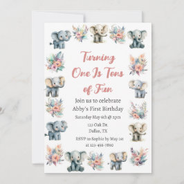 Olifanten & Boho Oerwoud Bloemen Verjaardag Kaart