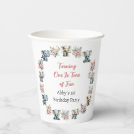 Olifanten & Boho Oerwoud Bloemen Verjaardag Papieren Bekers