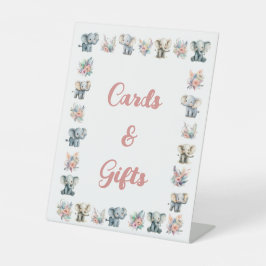 Olifanten & Boho Oerwoud Bloemen Verjaardag Reclamebord Met Voetstuk