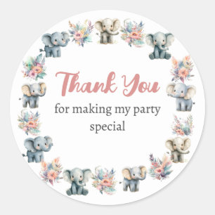 Olifanten & Boho Oerwoud Bloemen Verjaardag Sticke Ronde Sticker
