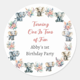 Olifanten & Boho Oerwoud Bloemen Verjaardag Sticke Ronde Sticker