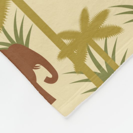 Olifanten en palmen in camouflage fleece deken (Hoek)