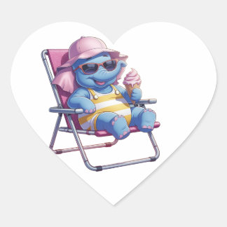 Olifanten eten zomerijs hart sticker
