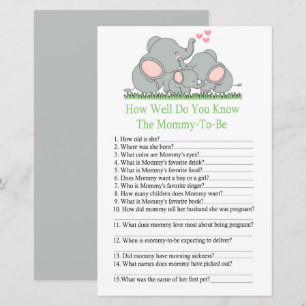 Olifanten Hoe goed ken je baby shower-spel