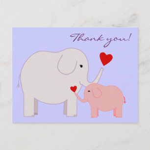 Olifanten in roze Dank je Briefkaart