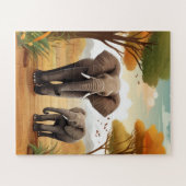 Olifanten in Savanna Legpuzzel (Horizontaal)