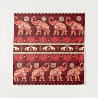 Olifanten maart: speels naadloos patroon. wandkleed