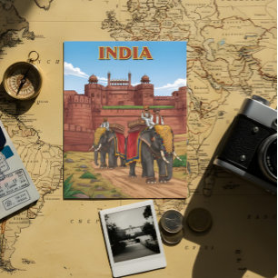 Olifanten met ruiters briefkaart