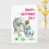 'Olifanten' Moederdag Kaart (Gele Bloem)