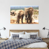 Olifanten naast Canvas omlijst Afdruk (Insitu (Slaapkamer))