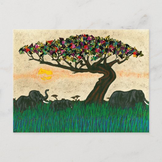 Olifanten op de Planes van Afrika Briefkaart (Voorkant)