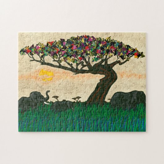 Olifanten op de Planes van Afrika Legpuzzel (Horizontaal)