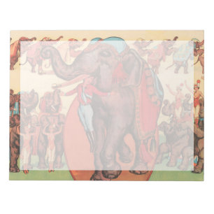 Olifanten optreden met vrouwen en trainers. notitieblok