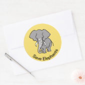 Olifanten redden - Dierenvriend -Geel - Ronde Sticker (Envelop)