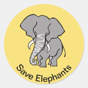 Olifanten redden - Dierenvriend -Geel - Ronde Sticker