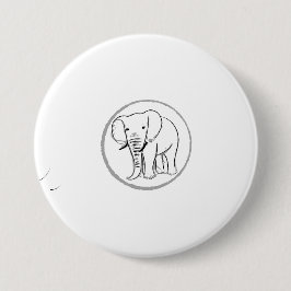 Olifanten Silhouet Patches & Buttonnen Ronde Button 7,6 Cm