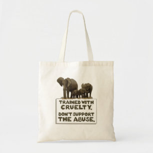 Olifanten worden getraind met wrede canvas tas