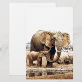 Olifantenfamilie Briefpapier (Voorkant / Achterkant)