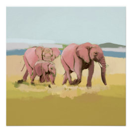 Olifantenfamilie in het wild perfect poster