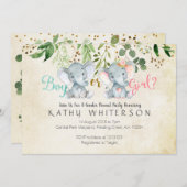 Olifantengeslacht onthult Invitation Greenery Kaart (Voorkant / Achterkant)