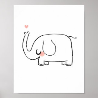 Olifantenkinderkamer leuke wandkunst hart poster