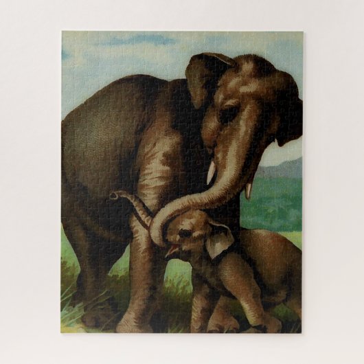  olifantenkoe met haar kalf puzzel (Verticaal)