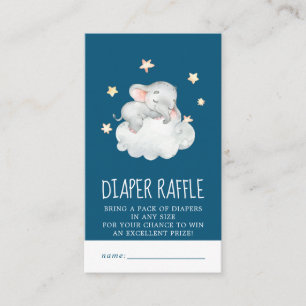 olifantenmeisje   Navy Baby shower Luier Raffle Informatiekaartje