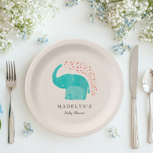 Olifantenmoeder en kalf Baby shower Papieren Bordje