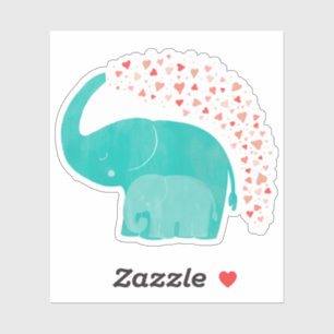 Olifantenmoeder en kalf Baby shower van harten Sticker