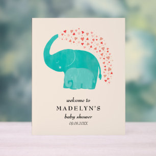 Olifantenmoeder en kalf Baby shower welkom Acryl Bord
