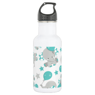 Olifantenpatroon, Cute Olifanten - Blauw Grijs Waterfles
