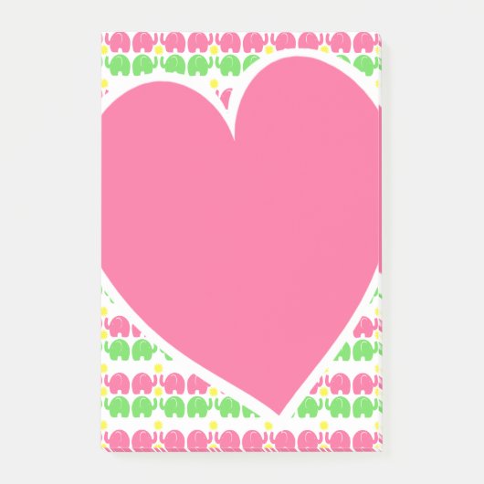 Olifantenpatroon en hart post-it® notes (Voorkant)