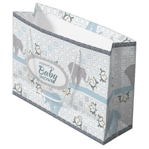 Olifantensafari Blauw   Baby Shower Groot Cadeauzakje