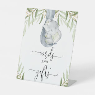 Olifantensafari kaarten en geschenken baby shower  reclamebord met voetstuk